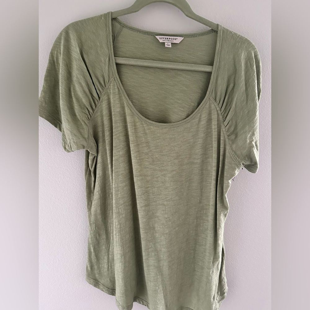 Liverpool Green Ruched Cap Sleeve T-Shirt
